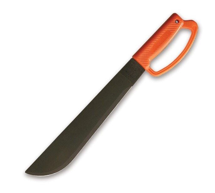 Ontario-12-inch-camper-bush-latin-machete-with-orange-d-handle-grip